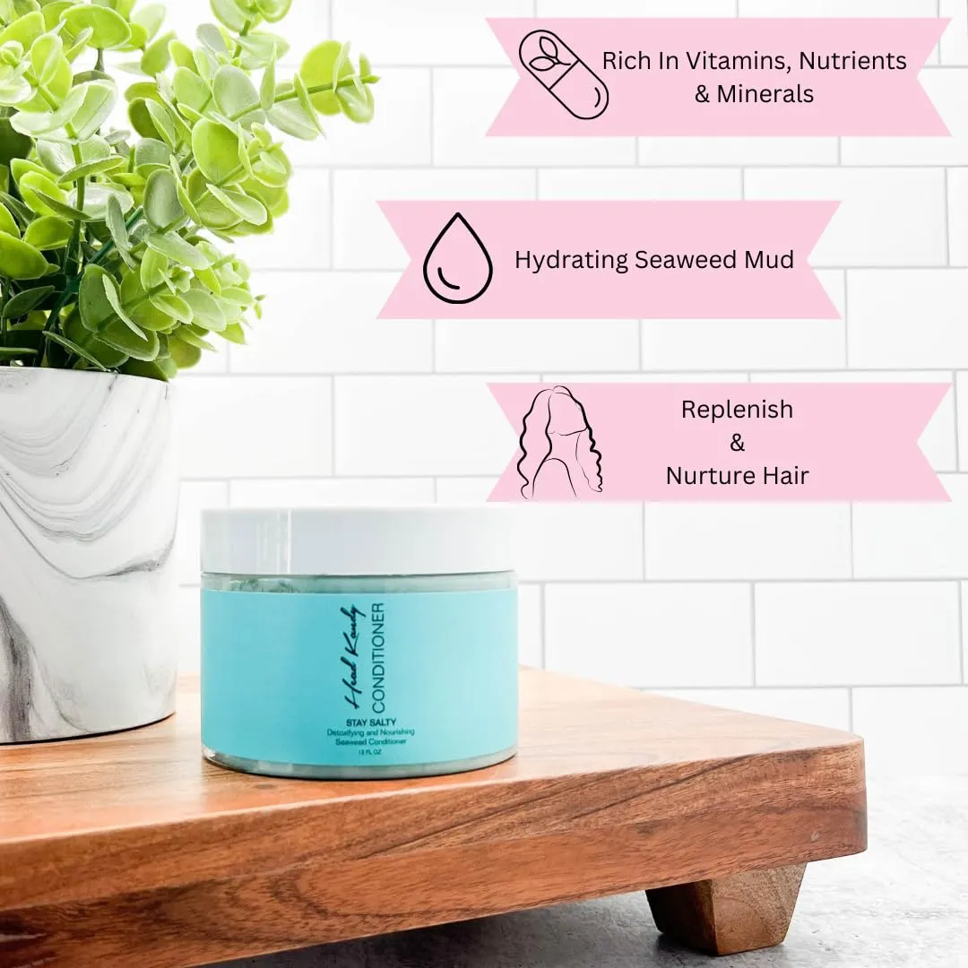 Head Kandy Stay Salty Sea Salt Purifying & Detoxifying Conditioner | Safe for Colored Treated Hair | Seaweed For Hydration, Volume & Shine | 12 oz