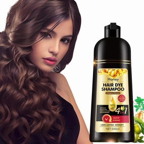 Herbal Instant Hair Dyeing Shampoo - Chestnut Brown | Brown Hair Tint with Herbs & Honey - Long-Lasting 3-in-1 Color Treatment for Women & Men - 500ML
