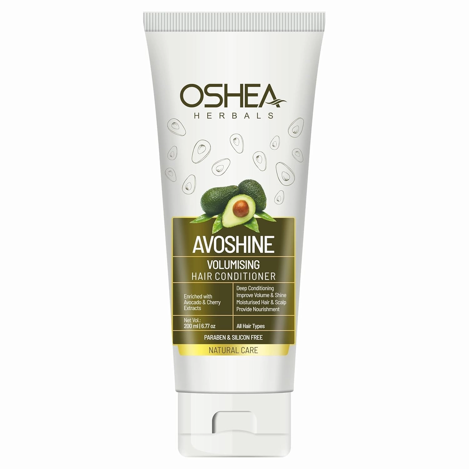 Herbals Avoshine Volumizing Hair Conditioner | Deep Conditioning for Improved Volume & Shine | Enriched with Avocado & Cherry Extract | Paraben & Silicone Free- 200ml, White