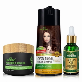 Herbishh Chestnut Brown PPD Free Hair Color Shampoo Argan Oil Argan Hair Mask