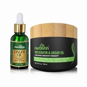 Herbishh H2 Combo (Condition   Hair Growth) with 150g Pro Keratin Hair Mask and 30ml Ginger Hair Growth Serum for Men & Women | Rejuvenating Treatment for Dry & Weak Hair