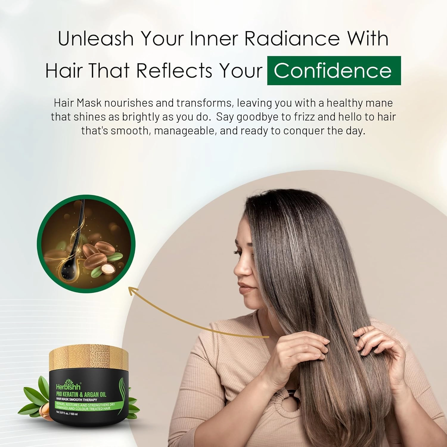 Herbishh Hair Color Shampoo 3 Boxes Travel Pack Combo   1 Pro-Keratin Argan Hair Mask for Deep Conditioning & Hydration 3 in 1 Permanent Hair Dye Shampoo for Grey Hair (Chestnut brown)
