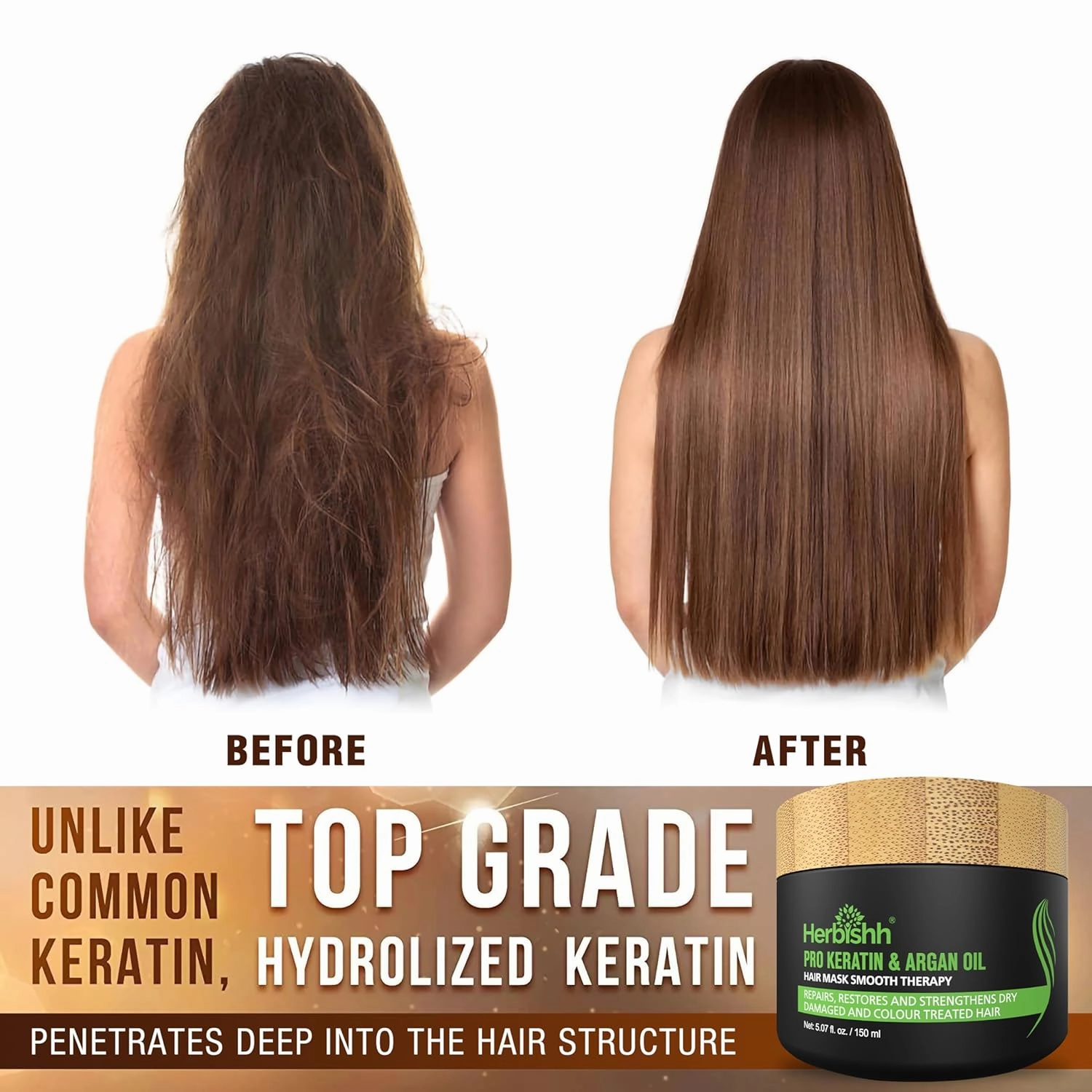 Herbishh Ultimate Shampoo Kit (3pcs Dye   1 Argan Mask) for Smooth, Long-Lasting Grey Hair Color - Men & Women (Chestnut Brown)