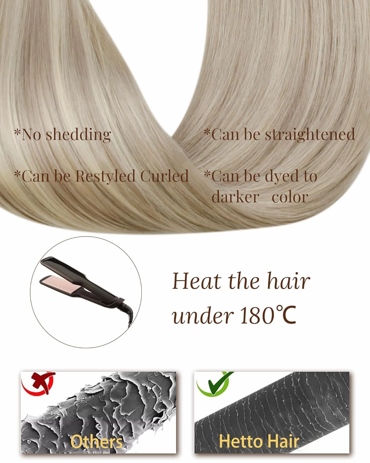 Hetto Tape in Hair Extensions Human Hair 40g 12 Inch 20pcs Tape in Extensions Invisible Highlight Tapes on Hair Extension #10/613 Golden Brown Highlight Bleach Blonde Skin Weft