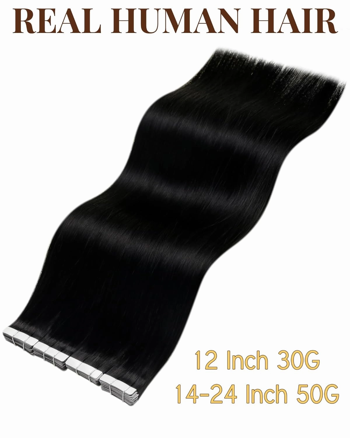 Hetto Tape in Hair Extensions Human Hair Black Tape in Extension Real human Hair Natural Extensions Tape ins Jet Black 12Inch 30g 20pcs
