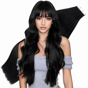 Hetto Tape in Hair Extensions Human Hair Black Tape in Extension Real human Hair Natural Extensions Tape ins Jet Black 12Inch 30g 20pcs