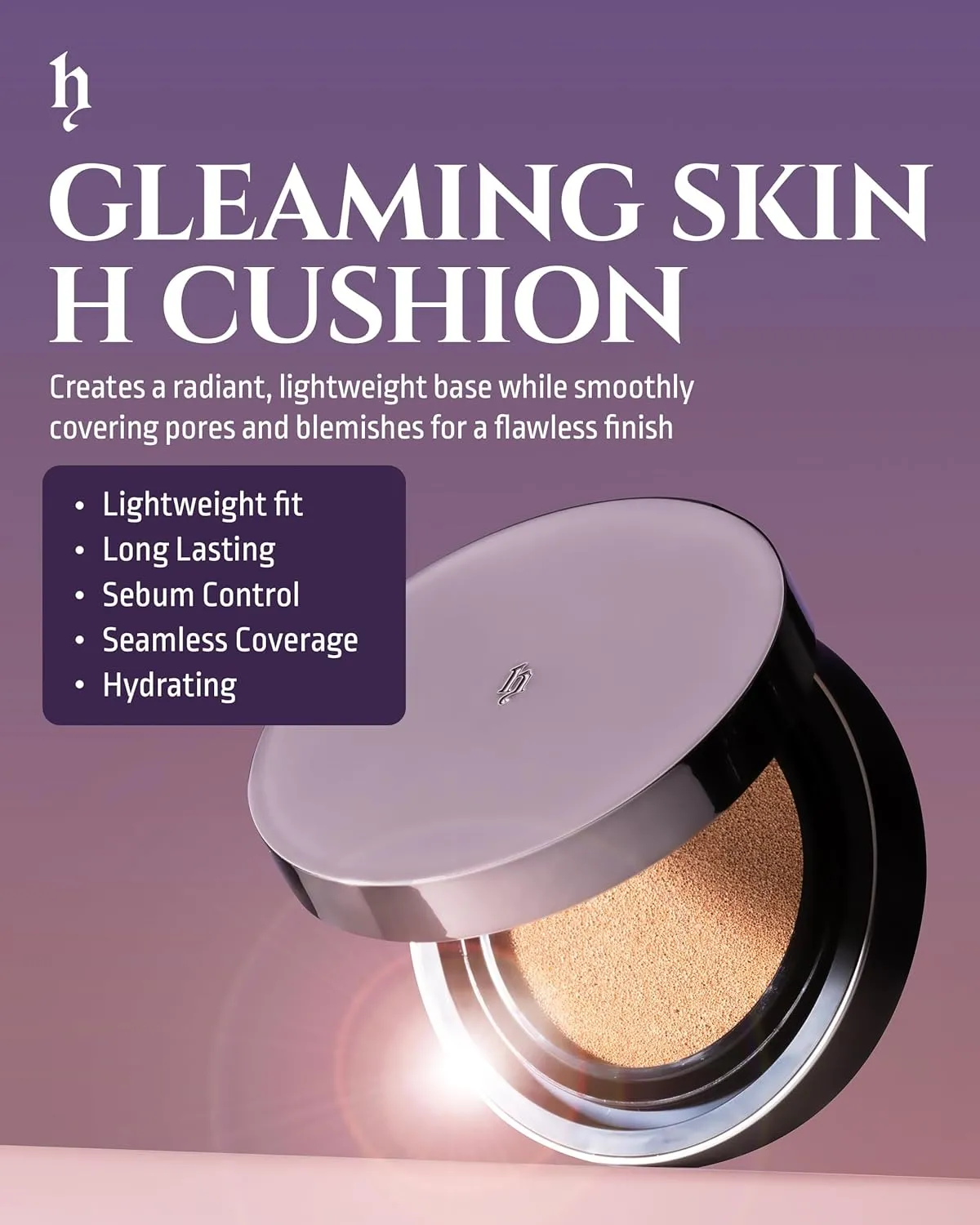 HEVVYMAKEUP H Cushion Semi Matte No.21 Light Begie - Korean Makeup All Day Flawless Coverage Foundation for Neutral Dry Skin - Poreless Airy Weightless Coverage, 0.35oz.