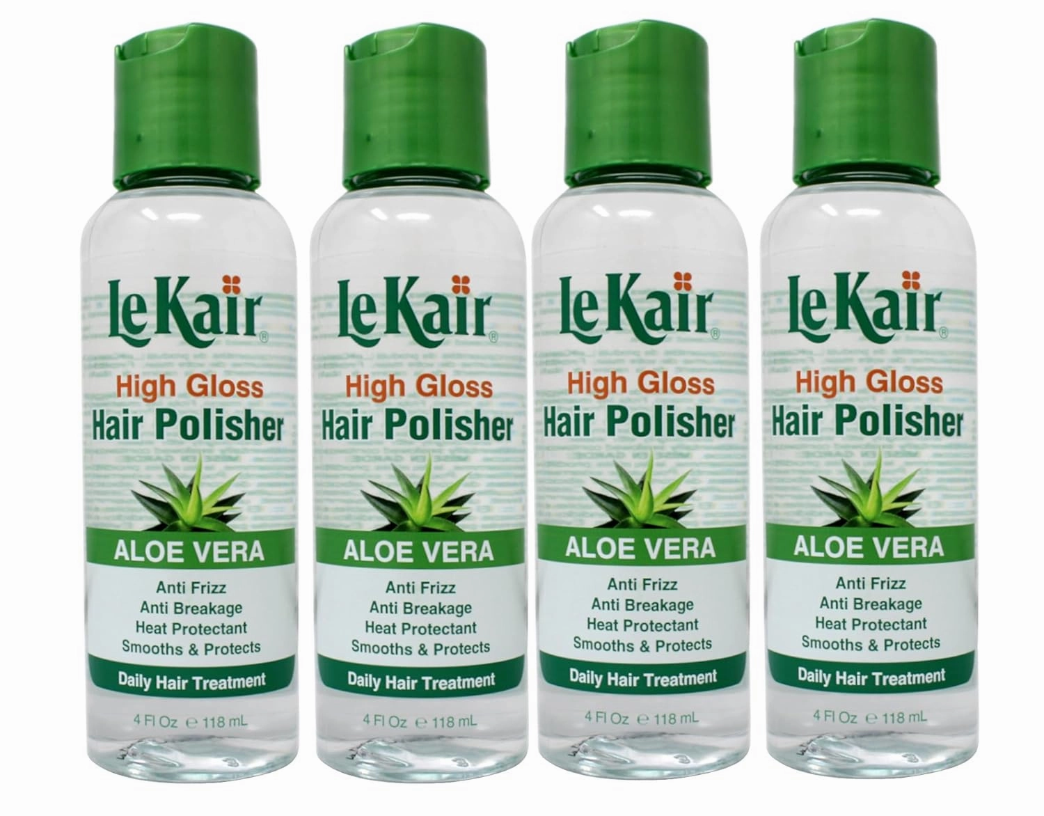 High Gloss Hair Polisher with Aloe Vera, Anti Frizz, Anti Breakage, Heat Protectant, Smooths & Protects Daily Hair Treatment 4 fl. Oz - 4 Pack