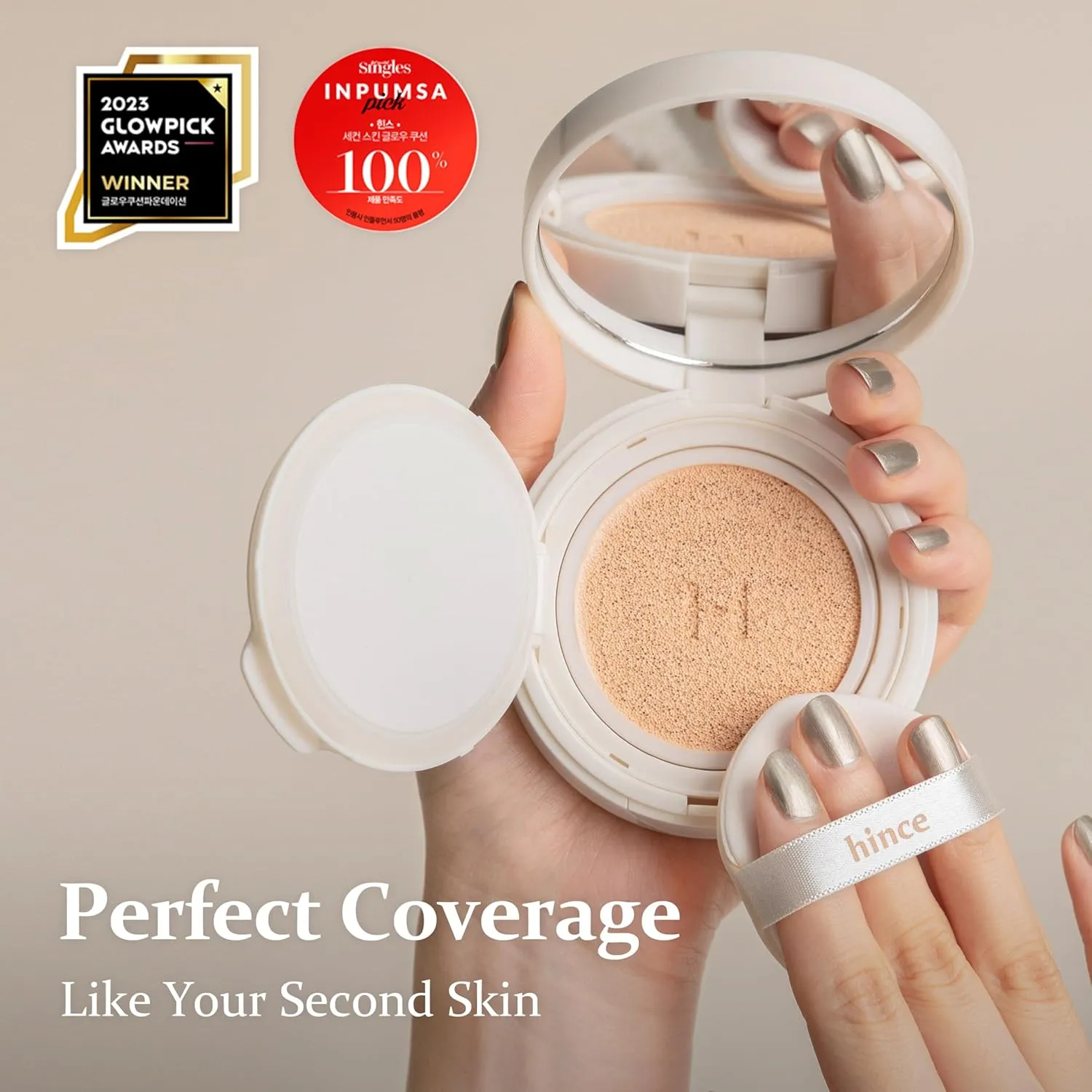 hince Second Skin Glow Cushion-12g | Skin Foundation dewy, glow, long-lasting, classy, clean beauty, lightweight, natural look,refreshing, moisturizing, slim fitting texture (ROSY, 15)