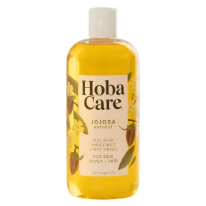 HobaCare Jojoba Oil - 100% Pure, Unrefined Jojoba Oil for Skin & Nails - Moisturizing Body Oil & Face Moisturizer for Dry Skin - Natural Jojoba Oil for Hair & Beard Care (16 fl oz)