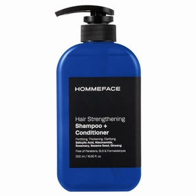 HOMMEFACE 2-in-1 Hair Strengthening Shampoo   Conditioner for Men, 16.9 Fl. Oz. - Hair Thickening, Scalp Exfoliating, Volumizing for Reduced Shedding, Density & Shine