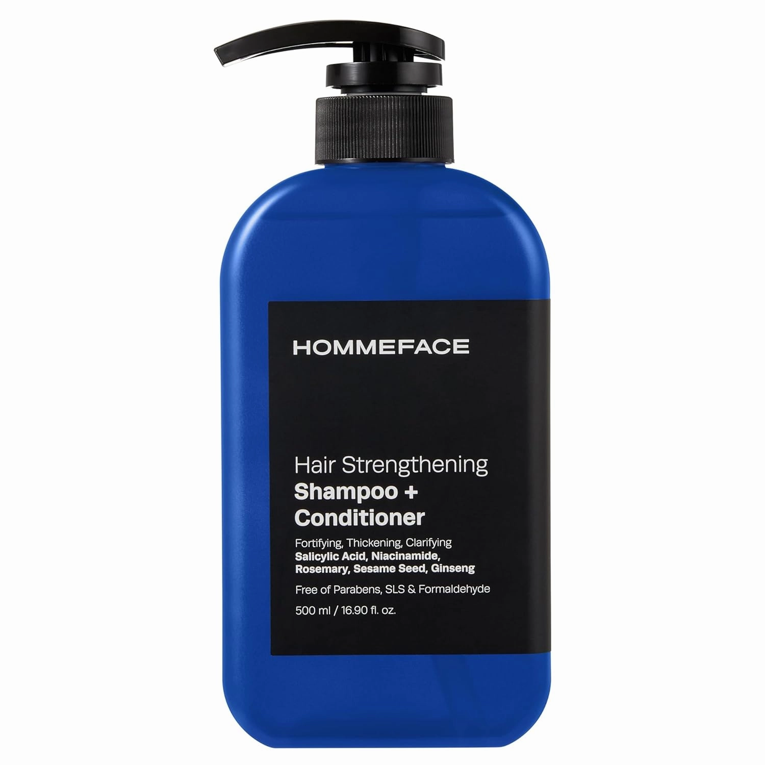 HOMMEFACE 2-in-1 Hair Strengthening Shampoo   Conditioner for Men, 16.9 Fl. Oz. - Hair Thickening, Scalp Exfoliating, Volumizing for Reduced Shedding, Density & Shine