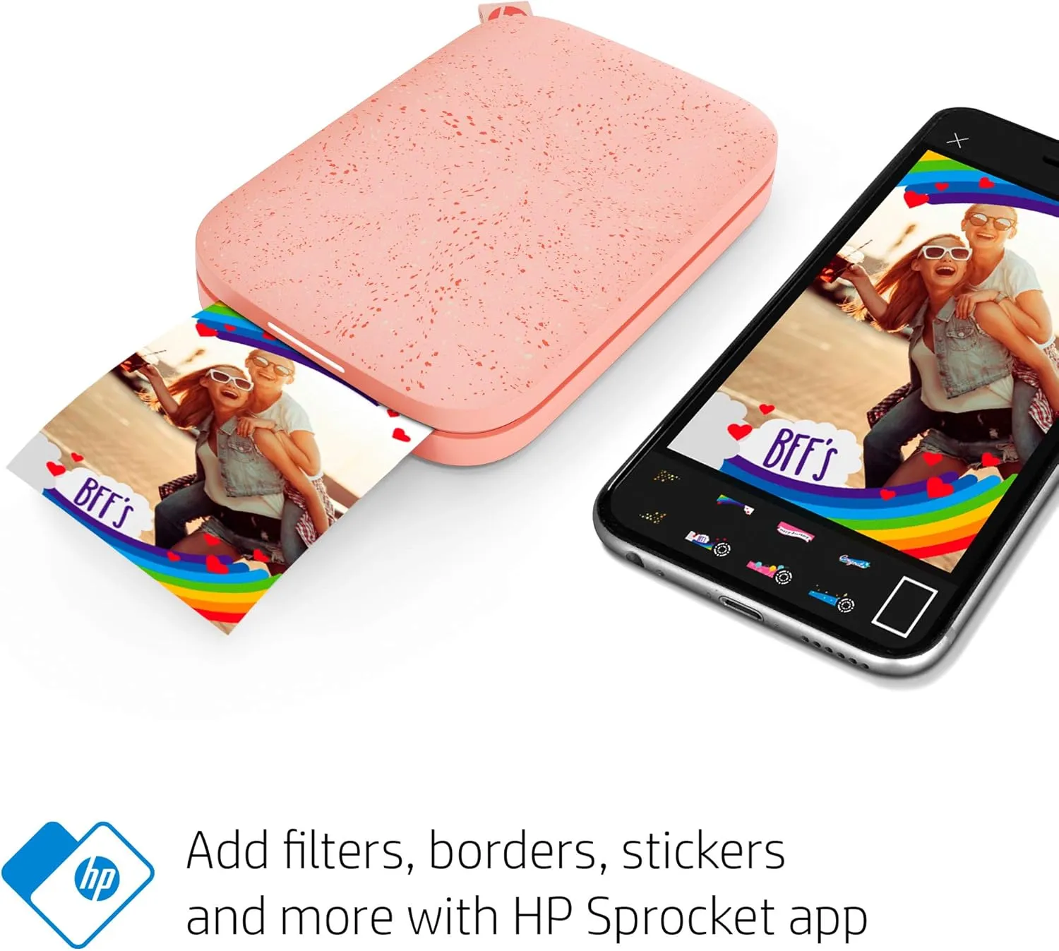 HP Sprocket 2x3" Instant Smartphone Photo Printer - Portable Color Wireless Mobile Printer - Zink Sticky-Back Photos - Print from Compatible iOS & Android Devices with Bluetooth w/Fun App - Pink