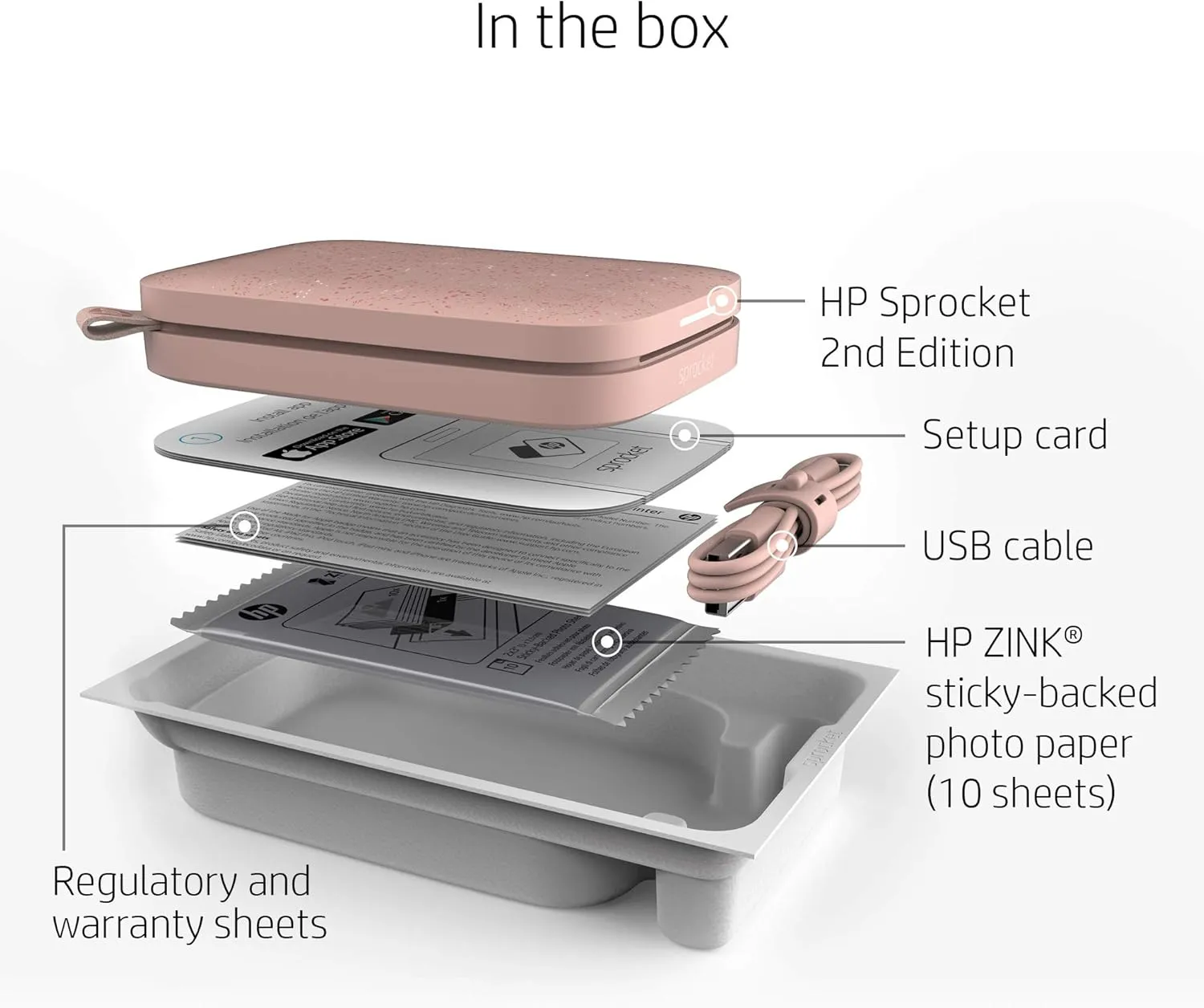 HP Sprocket 2x3" Instant Smartphone Photo Printer - Portable Color Wireless Mobile Printer - Zink Sticky-Back Photos - Print from Compatible iOS & Android Devices with Bluetooth w/Fun App - Pink