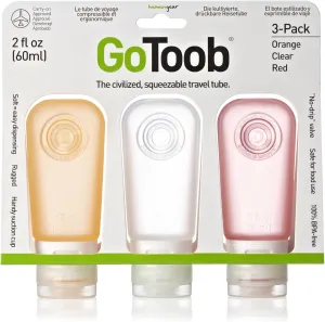 humangear GoToob Refillable Silicone Travel Size Bottles with Locking Cap for Women, 3pks