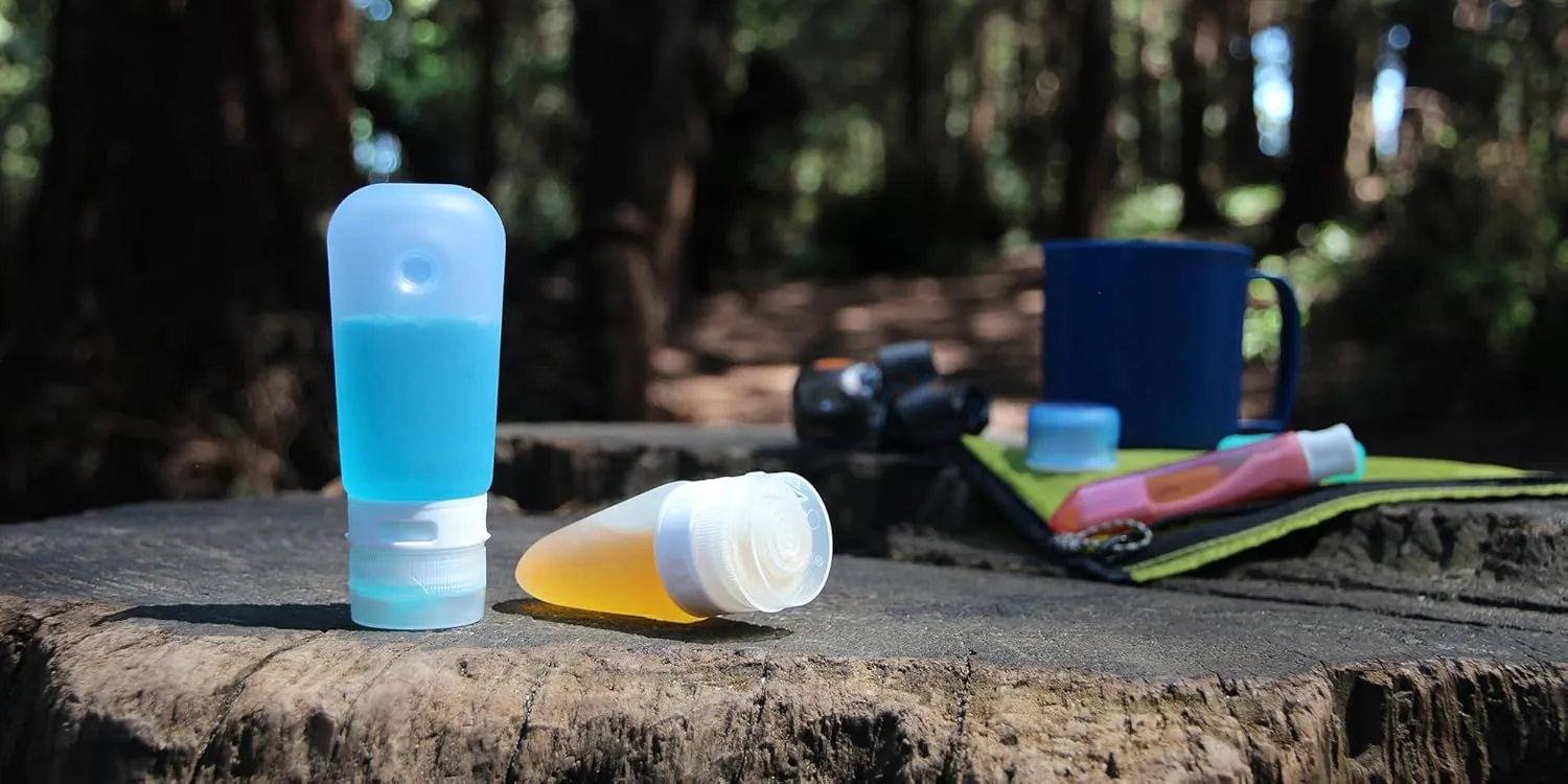 humangear GoToob Refillable Silicone Travel Size Bottles with Locking Cap for Women, 3pks