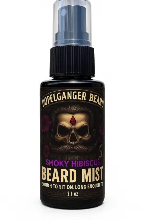 Hydrating Beard Mist Non Greasy Beard Softener Spray - Leave In Beard Conditioner - Daily Beard Moisturizer with Cologne Quality Scents (2 oz, Smoky Hibiscus)