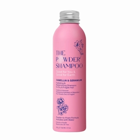 Hydrating & Replenishing Foaming Powder Shampoo for Dry Hair | 100x Washes | Vegan, Eco-Friendly, Cameila, Geranium 3.5 Oz Aluminum Bottle
