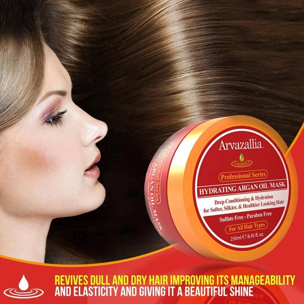Hydrating Argan Oil Hair Mask and Deep Conditioner for Dry or Damaged Hair (8.45 Oz Jar)