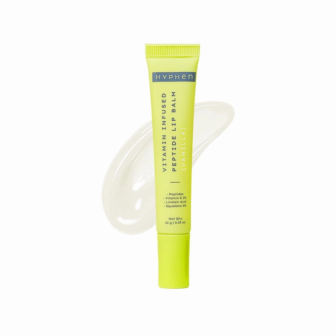 Hyphen - Peach Lip Balm for Dry & Chapped Lips | Vitamin Infused Peptide | Hydrating & Moisturizing Balm for Men & Women Lip Balm Smoothen Lips & Barrier Repair | Vegan, SLS & Parabens free | 10 gm