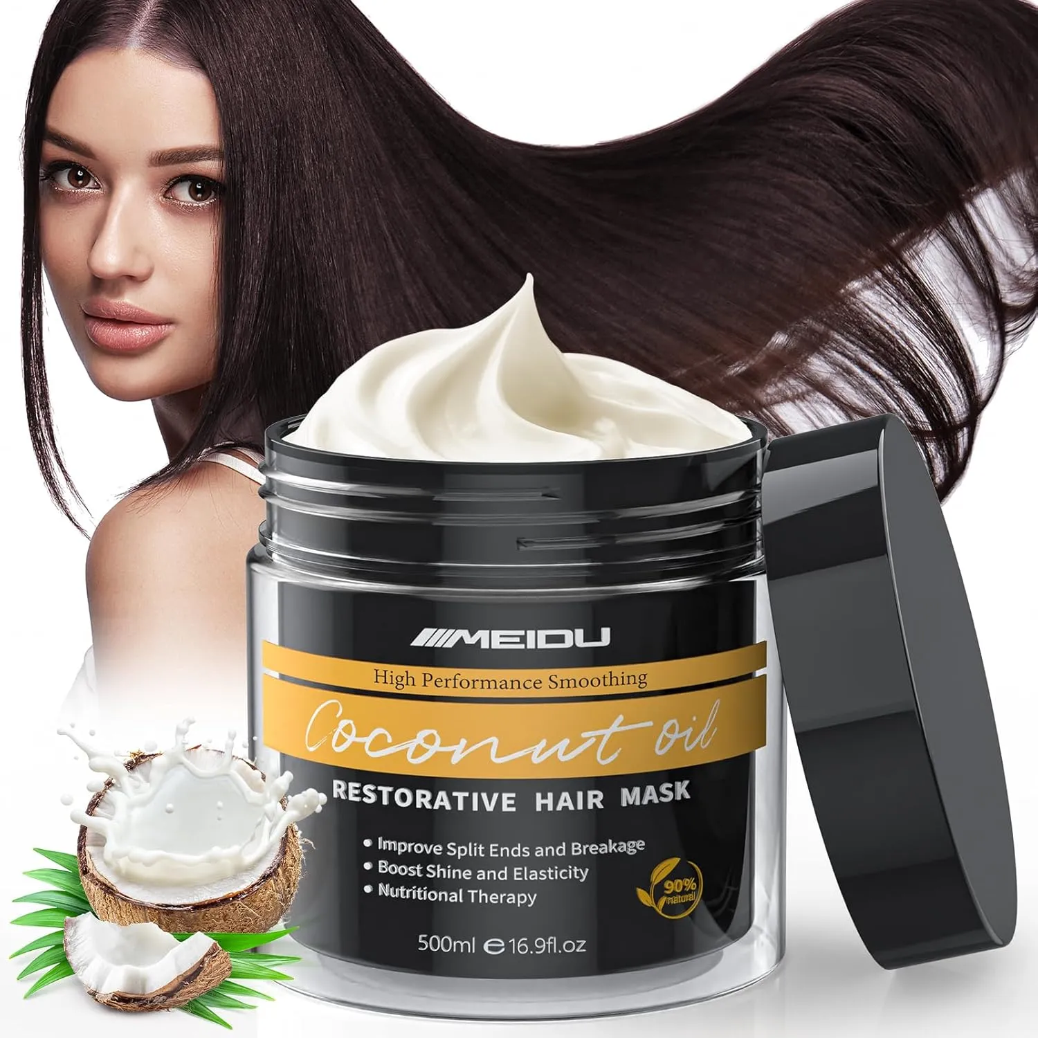 IIIMEIDU Hair Mask for Damaged Hair, Keratin Hair Mask Treatment for Dry Damaged Hair, Deep Repair Conditioning, Coconut Oil Hydrating, No Sulphates, No Parabens (16.9 Fl Oz)