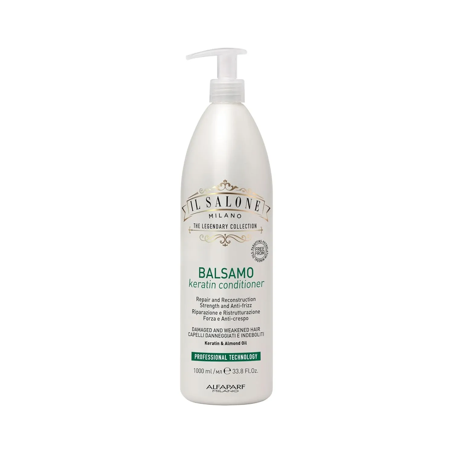 Il Salone Milano Professional Keratin Conditioner - Detangling Conditioner   Damaged Hair Treatment - Provides Frizz Control & Hair Reconstruction (33.8 oz / 1000 ml)