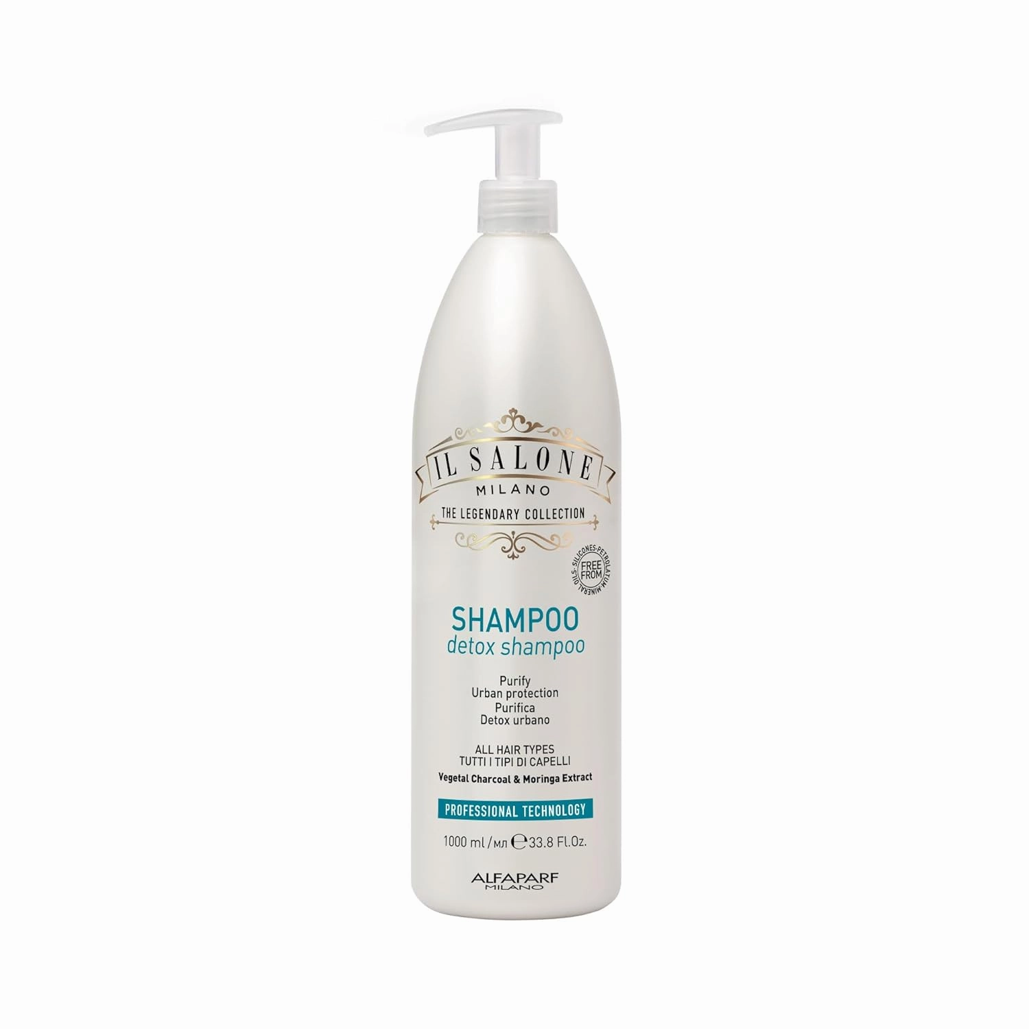 Il Salone Milano Professional Detox Shampoo for All Hair Types - Absorbs impurities, Detoxifies and Rebalances skin and hair - Premium Quality - 33.8 Fl. Oz. / 1000ml