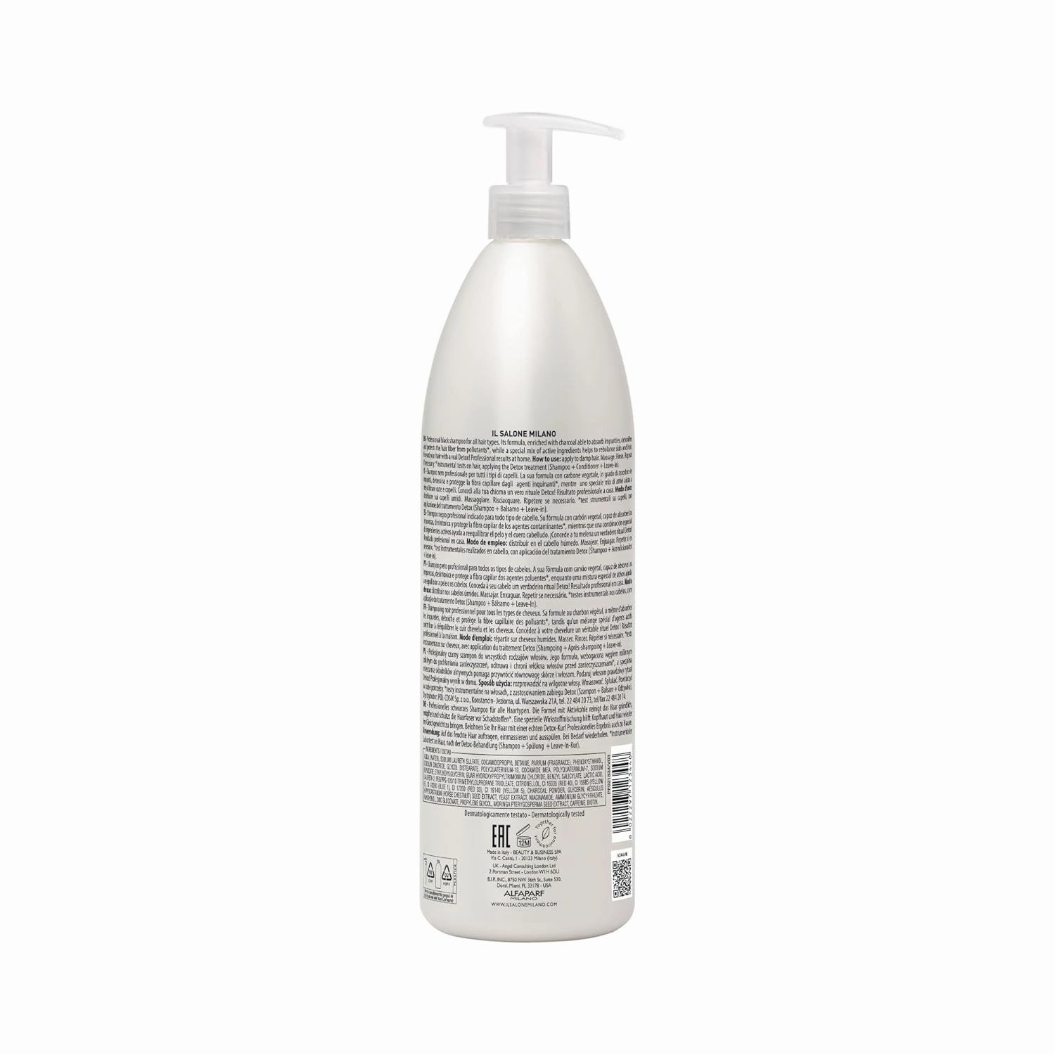 Il Salone Milano Professional Detox Shampoo for All Hair Types - Absorbs impurities, Detoxifies and Rebalances skin and hair - Premium Quality - 33.8 Fl. Oz. / 1000ml