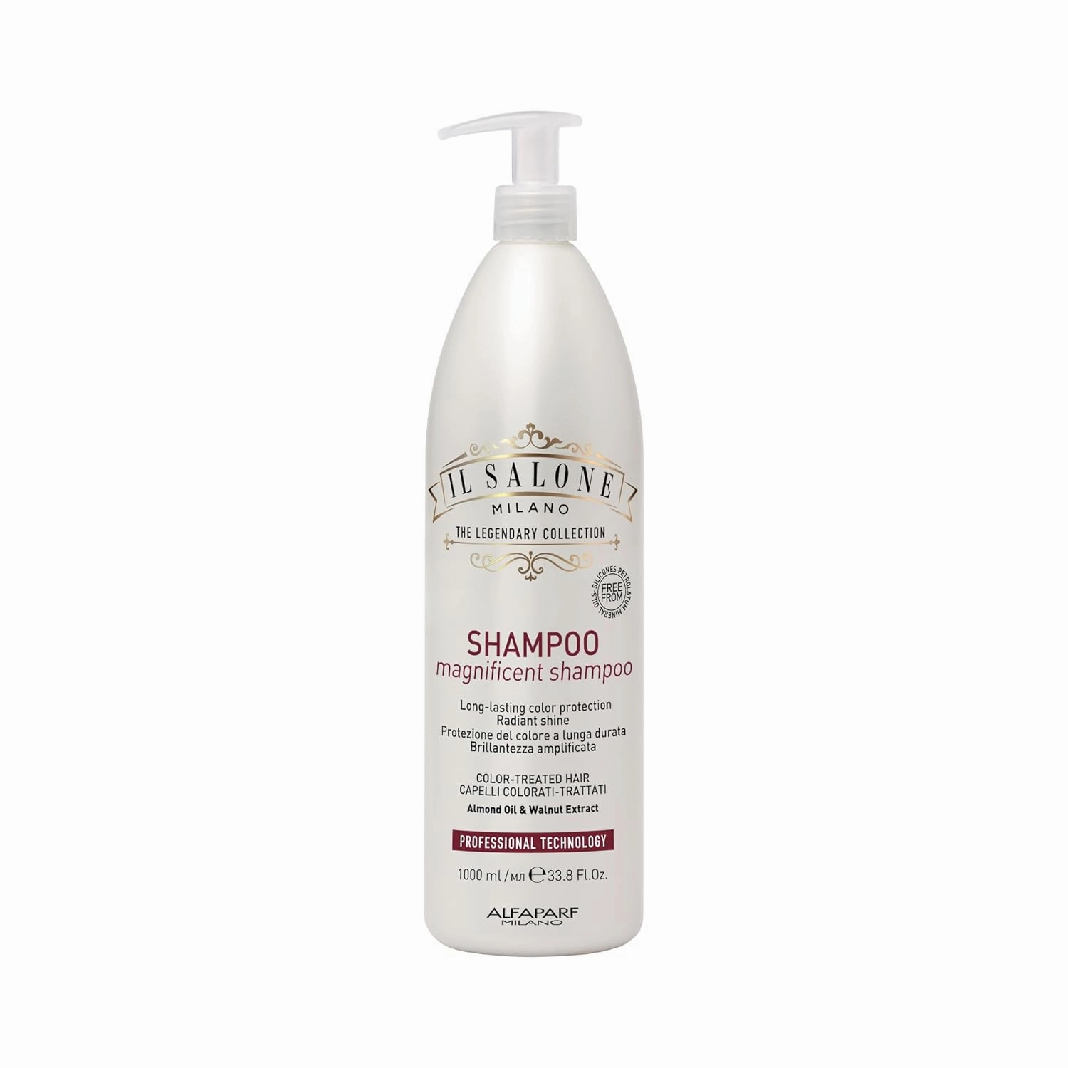 Il Salone Milano Professional Magnificent Shampoo - Color Safe Shampoo for Processed and Color Treated Hair - Enriched with Almond Oil for Radiant Shine - Salon-Quality Hair Care (33.8 oz / 1000 ml)