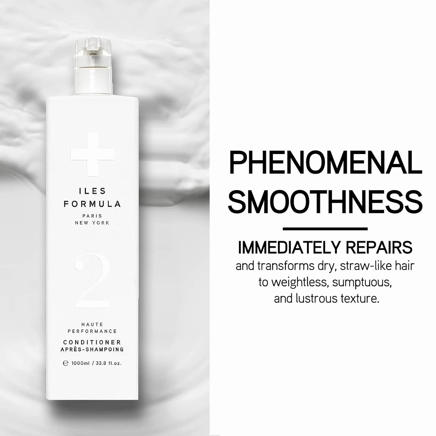 ILES FORMULA Hair Conditioner – Weightless, No Residue, Stops Breakage & Split Ends w/Tucuma Butter, Pracaxi Seed & Vitamins - Transforms Damaged Hair to Lustrous Texture, 34 Fl Oz (1L)