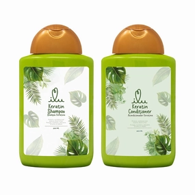 ILU Keratin Shampoo & Conditioner – Deep Hydration for All Hair Types, Nourishing Properties for Dry/Damaged Hair, Frizz Control for Soft, Silky Strands (Pack of 2, 10fl oz)