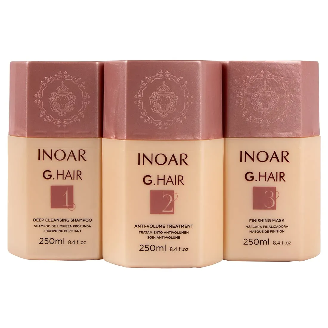 INOAR G.Hair Keratin Smoothing System Kit, Deep Cleaning Shampoo, Anti Volume Treatment 250ML