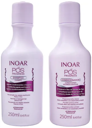 INOAR – POS Progress Shampoo & Conditioner Kit, Keratin Treatment, Strengthen Hair, Healthy, Soft, Smooth Hair, Anti-Frizz, Hair Repair, Vegan Hair Products for Men and Women (8.45 oz. each)