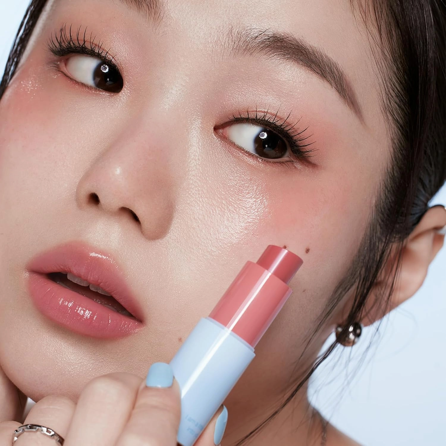 INTO YOU Multi-use Blush Stick Clean Fit and Clean Makeup, 3 in 1 Blendable Color and Cooling Water-like Feeling Blush Stick for Cheeks, Eyes and Lips, Pure Winter Rose(MS04)