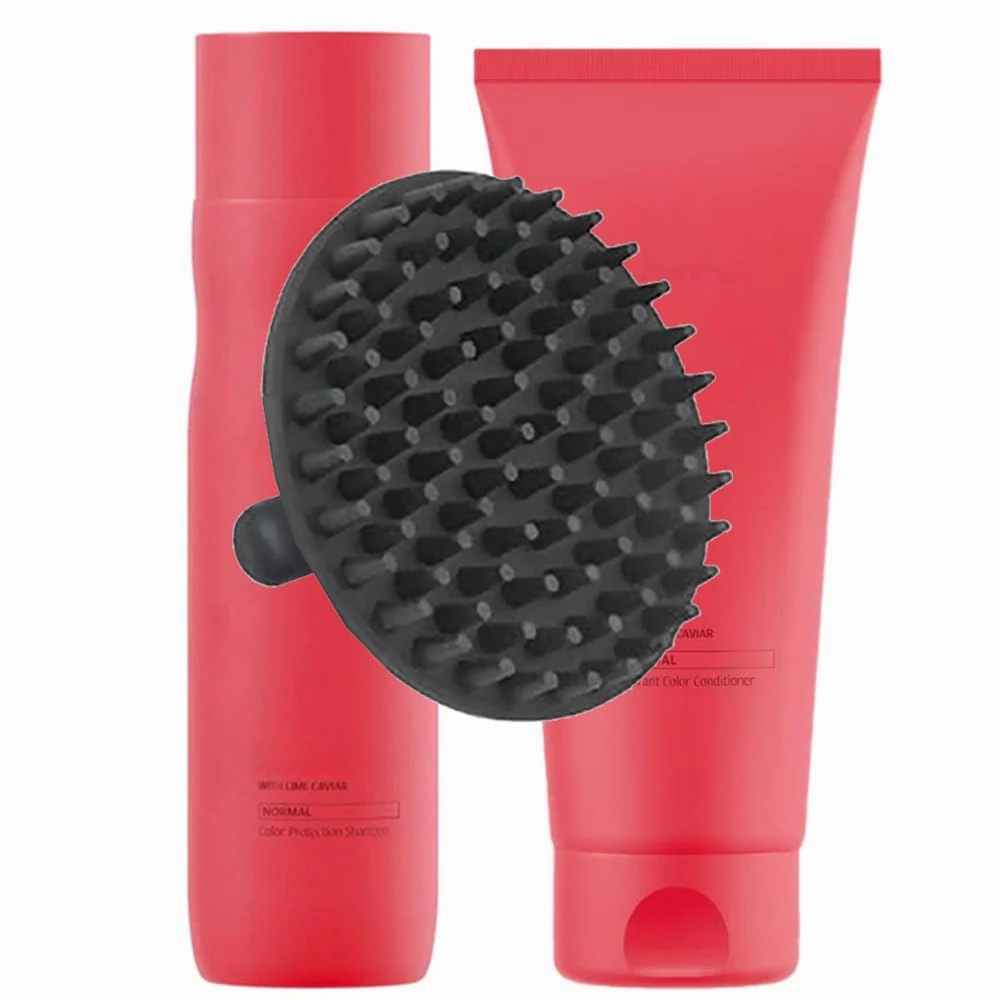 Invigo Brilliance Shampoo & Conditioner Set   M Hair Designs Scalp Brush (Bundle) – Color-Safe, Shine-Enhancing, Sulfate-Free Hair Care for Normal Hair