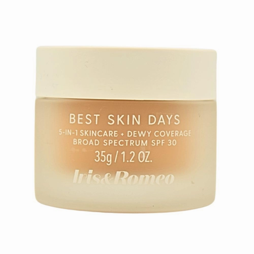 IRIS&ROMEO Best Skin Days SPF 30 Dewy Coverage Foundation Makeup - Shade 7, Medium Skin with Olive Undertones, 1.2 oz