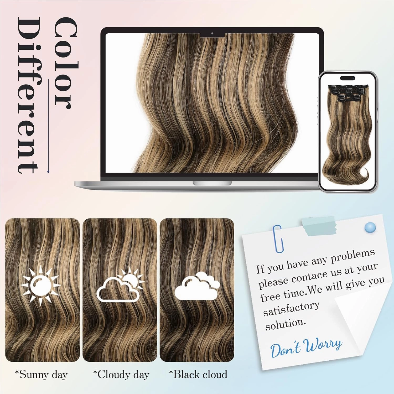 Isaic 16 Inch Brown Mix Blonde Synthetic Clip in Hair Extensions for Women Layered Straight Wavy Hair Extensions Easy to Use Adds Natural Volume and Length Perfect for Daily Wear