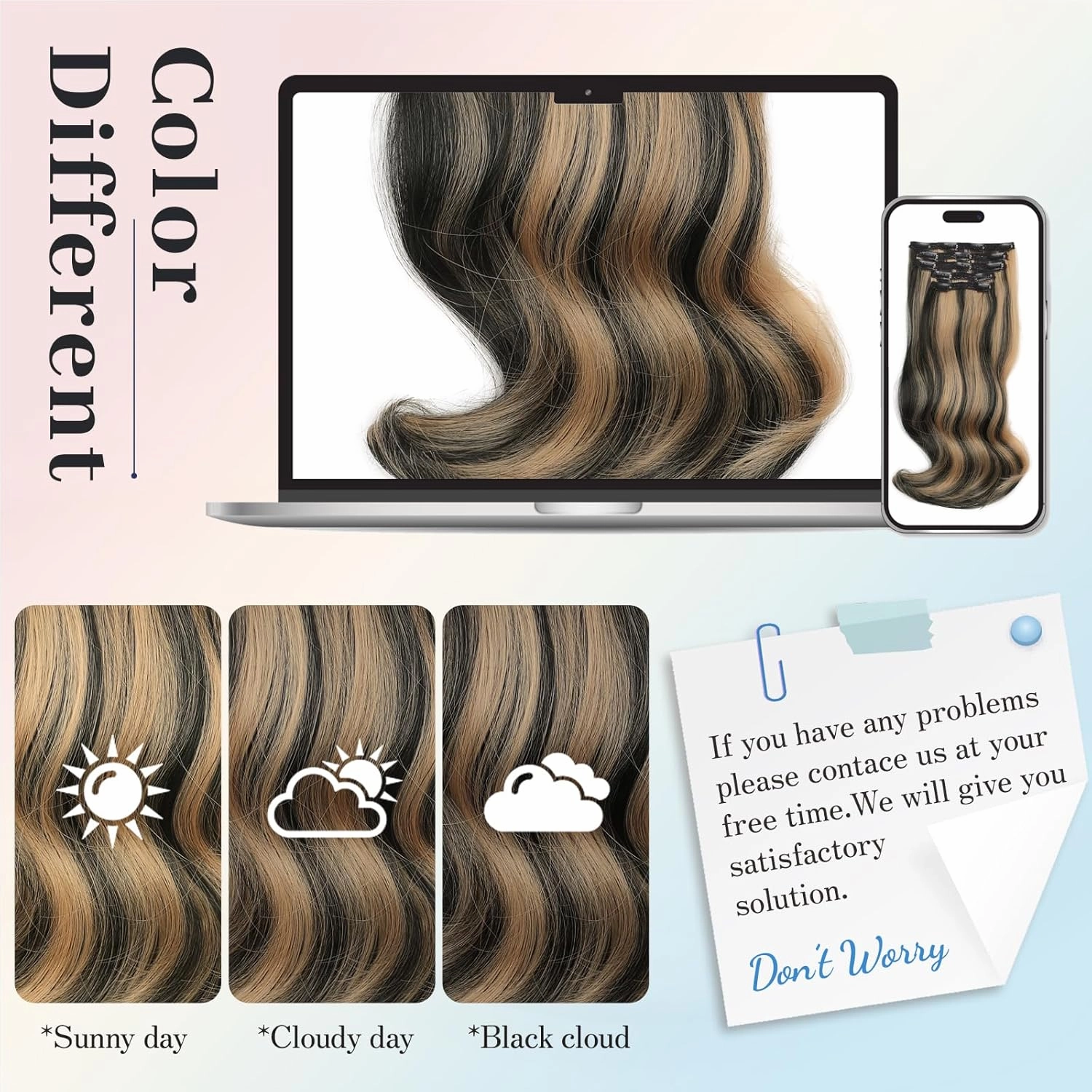 Isaic Clip in Hair Extensions Black Mix Blonde Synthetic Hairpieces Clip Ins for Women 16 Inch Layered Wavy Hair Extensions Natural Volume and Length for Daily Wear