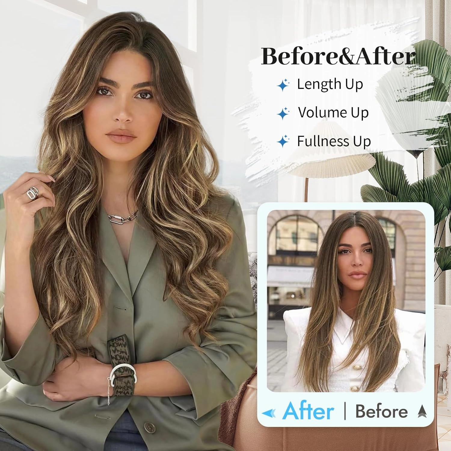 Isaic Clip in Synthetic Hair Extensions Layered Long Wavy 5PCS Thick Hairpieces Balayage Chocolate Brown to Caramel Blonde Synthetic Double Weft Natural Hair Extensions 16 Inch for Women
