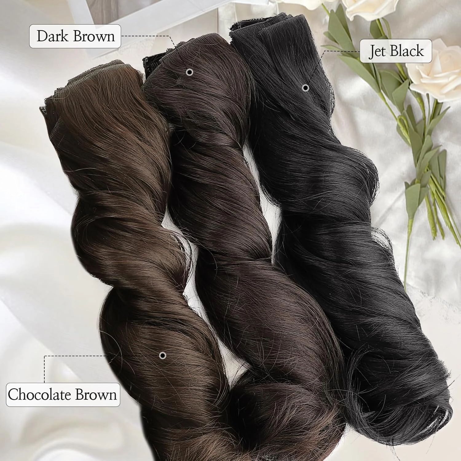 Isaic Clip in Synthetic Hair Extensions Layered Long Wavy 5PCS Thick Hairpieces Black Synthetic Double Weft Natural Hair Extensions 16 Inch for Women