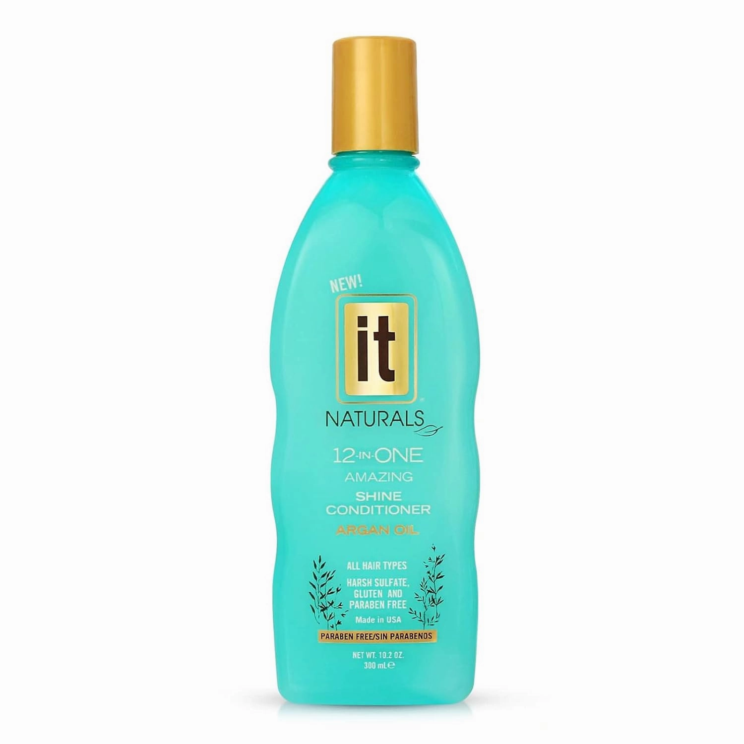 IT Naturals Argan Oil 12-In-One Amazing Shine Conditioner, 10.2oz - Repairs, Protects & Strengthen Hair Split Ends & Breakage - for All Hair Types - Moisturizing & Volumizing - Paraben Free