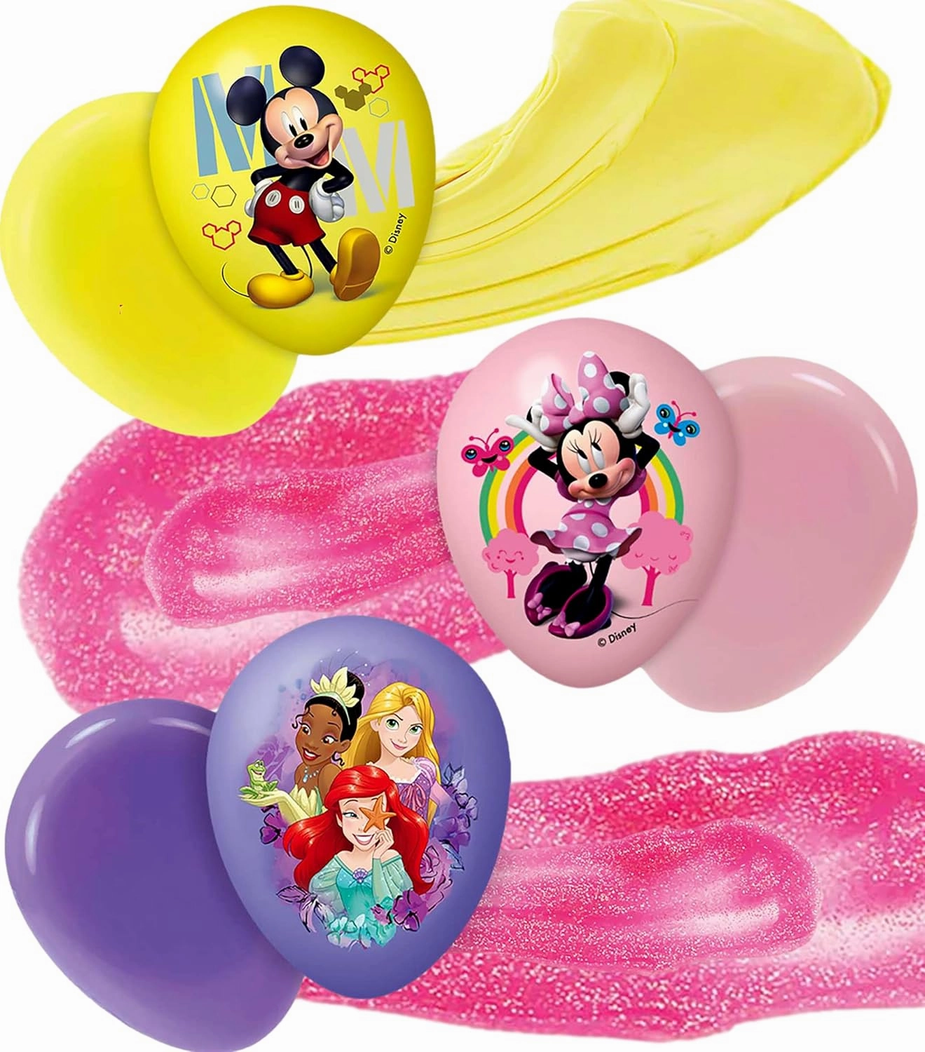 JA-RU Disney Princess & Mickey Mouse Slime Filled Eggs (24 Pack) High Bouncing Putty & Glitter Slime for Kids. Fidget Toys Bulk Easter Eggs Goodie Bag Filler