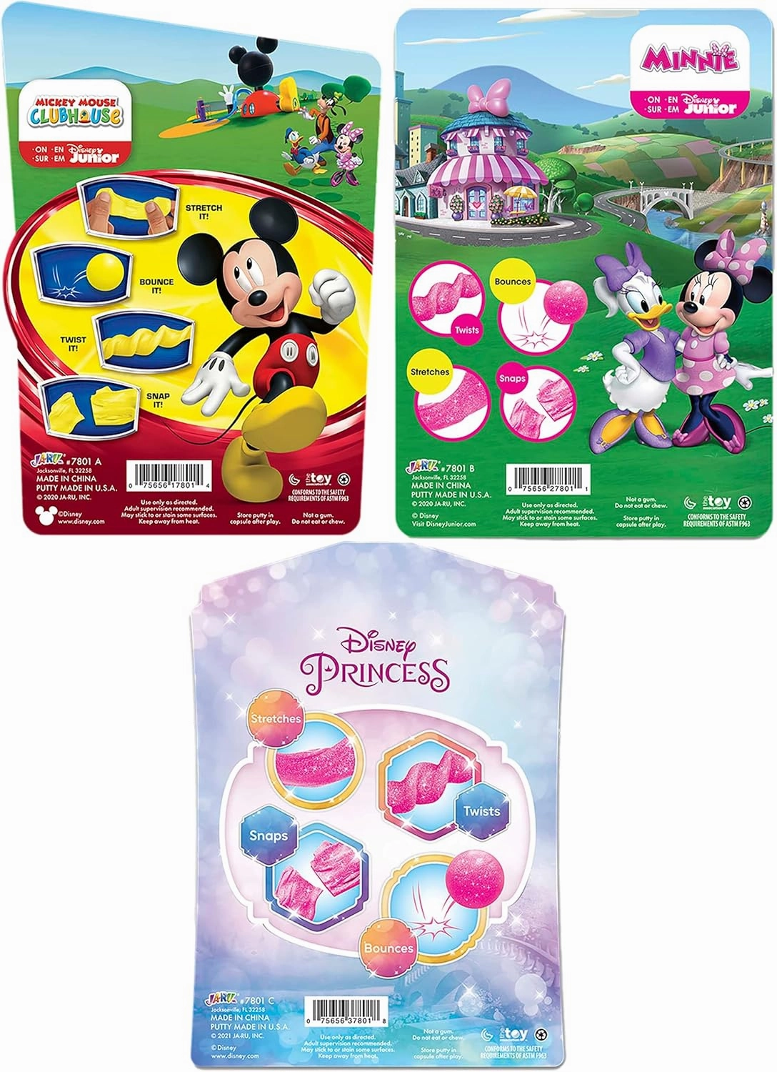 JA-RU Disney Princess & Mickey Mouse Slime Filled Eggs (24 Pack) High Bouncing Putty & Glitter Slime for Kids. Fidget Toys Bulk Easter Eggs Goodie Bag Filler