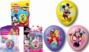 JA-RU Disney Princess & Mickey Mouse Slime Filled Eggs (24 Pack) High Bouncing Putty & Glitter Slime for Kids. Fidget Toys Bulk Easter Eggs Goodie Bag Filler