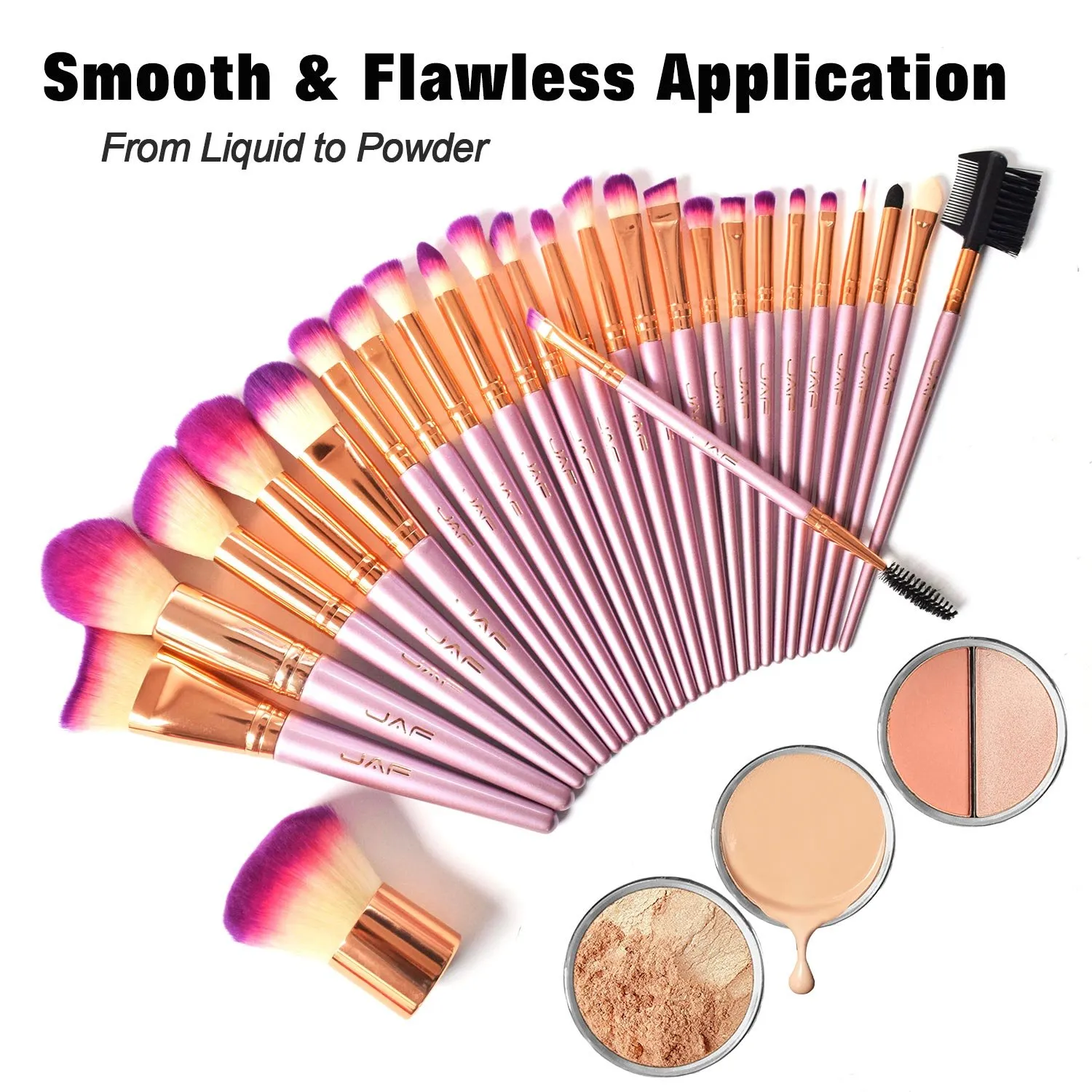 JAF Makeup Brush Set Professional 26 Pcs Synthetic Make Up Brushes with Case Bag