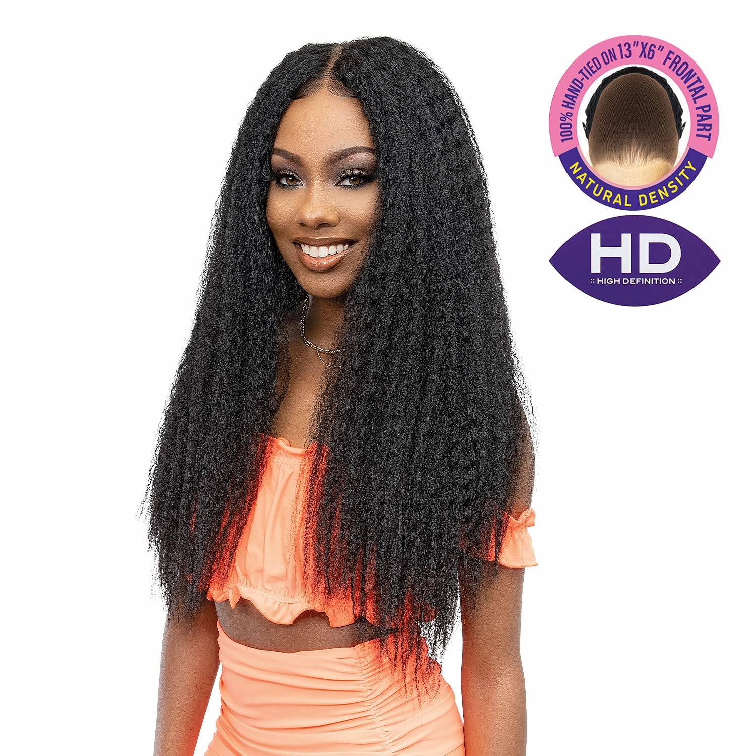 Janet Collection HD Swiss Lace Front Wig Melt Hand-Tied 13X6 Kinky Wig 28" (BUTLER SCOTCH)