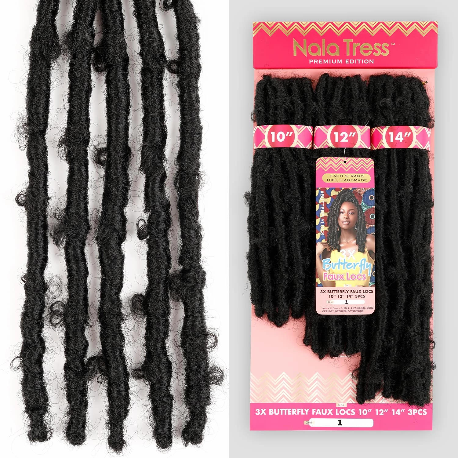 Janet Collection Nala Tress 3X BUTTERFLY FAUX LOCS Crochet Braid (10"/12"/14") (30)