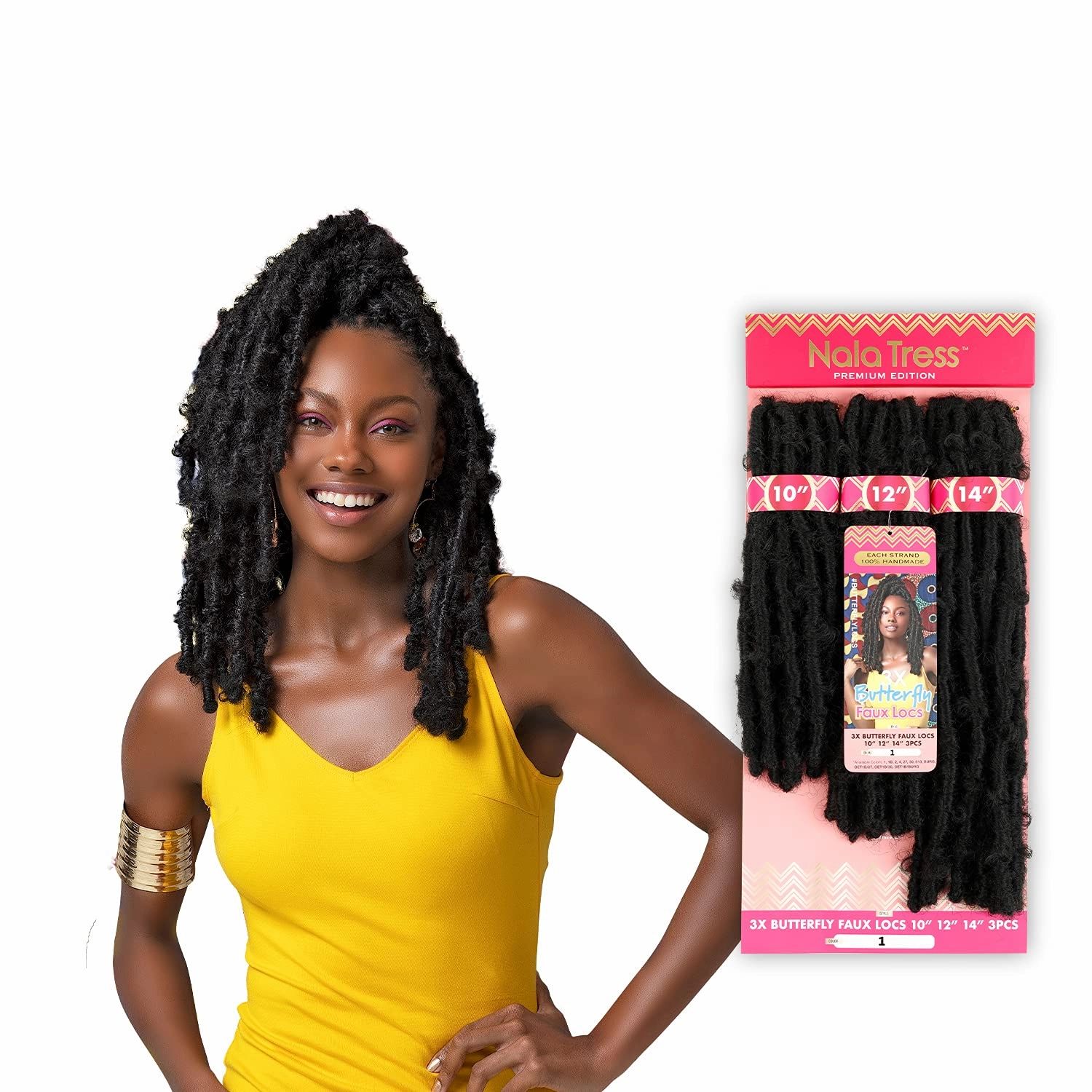 Janet Collection Nala Tress 3X BUTTERFLY FAUX LOCS Crochet Braid (10"/12"/14") (30)