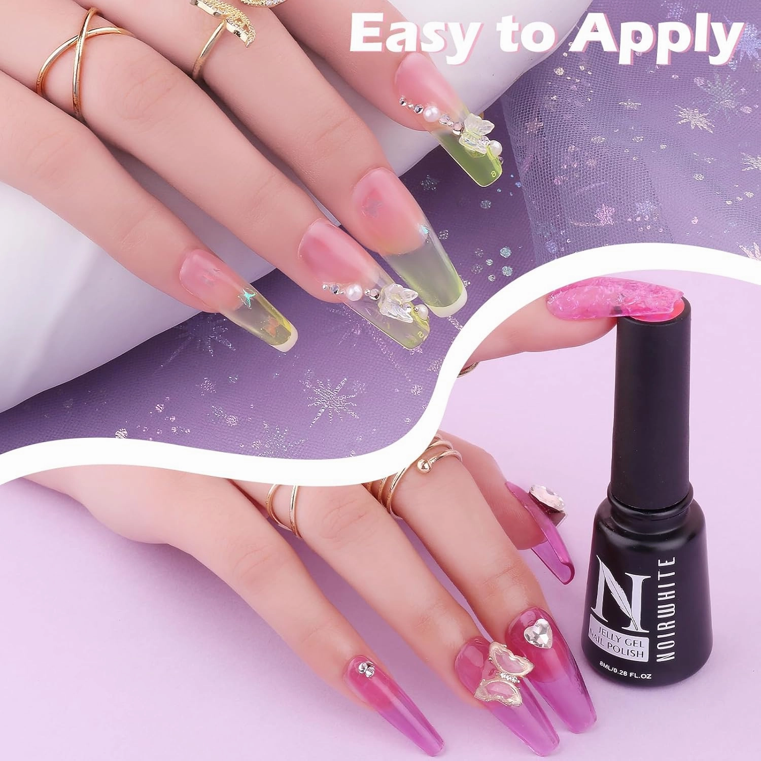 Jelly Gel Polish, 20 Colors Trendy Neon Jelly Gel Nail Polish Kit Glossy Crystal Transparent Gel Polish Nude Pink Purple Green Blue Yellow Red Colors Jelly Nail Polish Set Soak Off UV LED