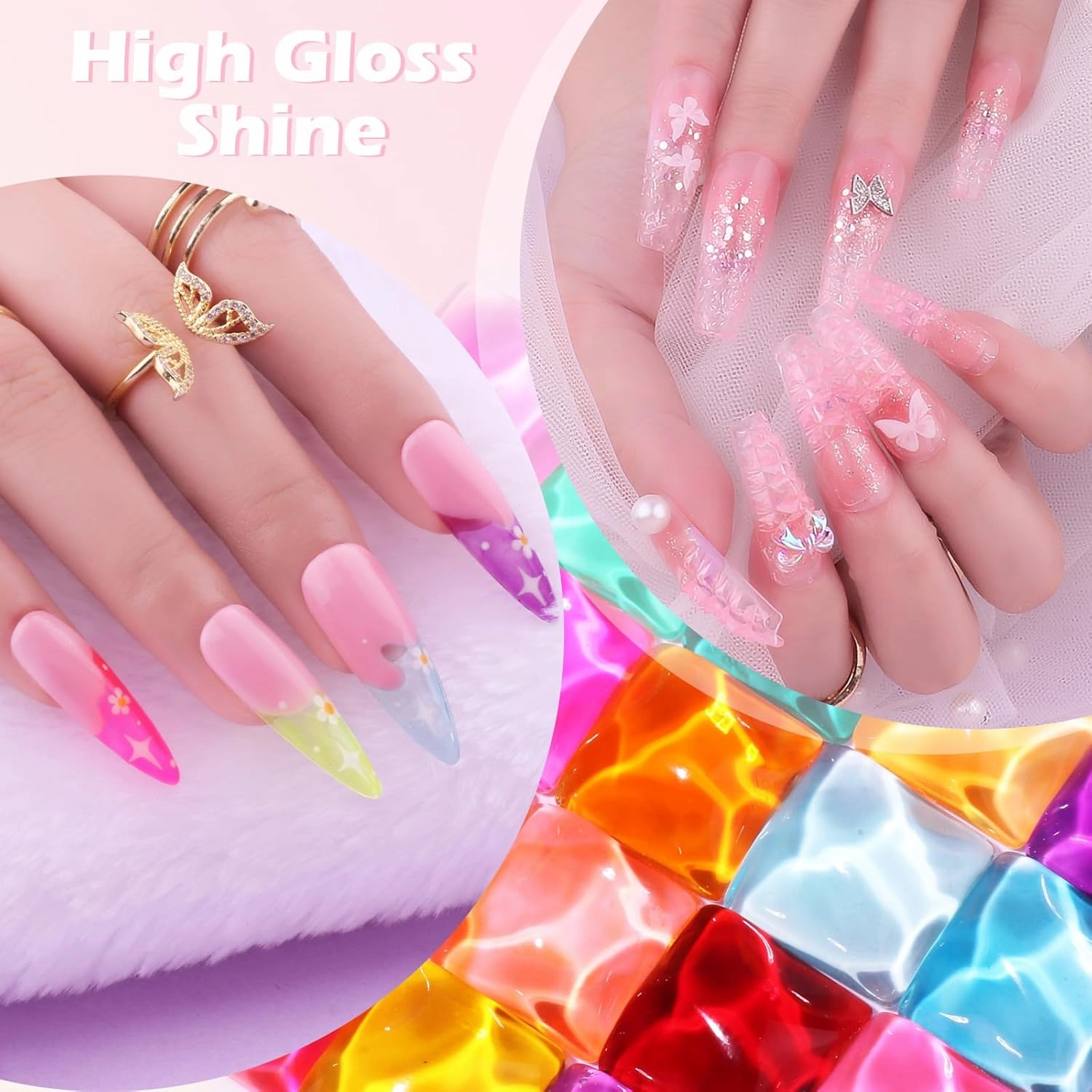 Jelly Gel Polish, 20 Colors Trendy Neon Jelly Gel Nail Polish Kit Glossy Crystal Transparent Gel Polish Nude Pink Purple Green Blue Yellow Red Colors Jelly Nail Polish Set Soak Off UV LED